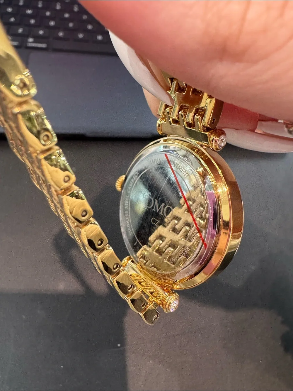 NWT DMQ Women’s Gold-Tone Round Dress Watch w/ Crystal Bezel & Bracelet